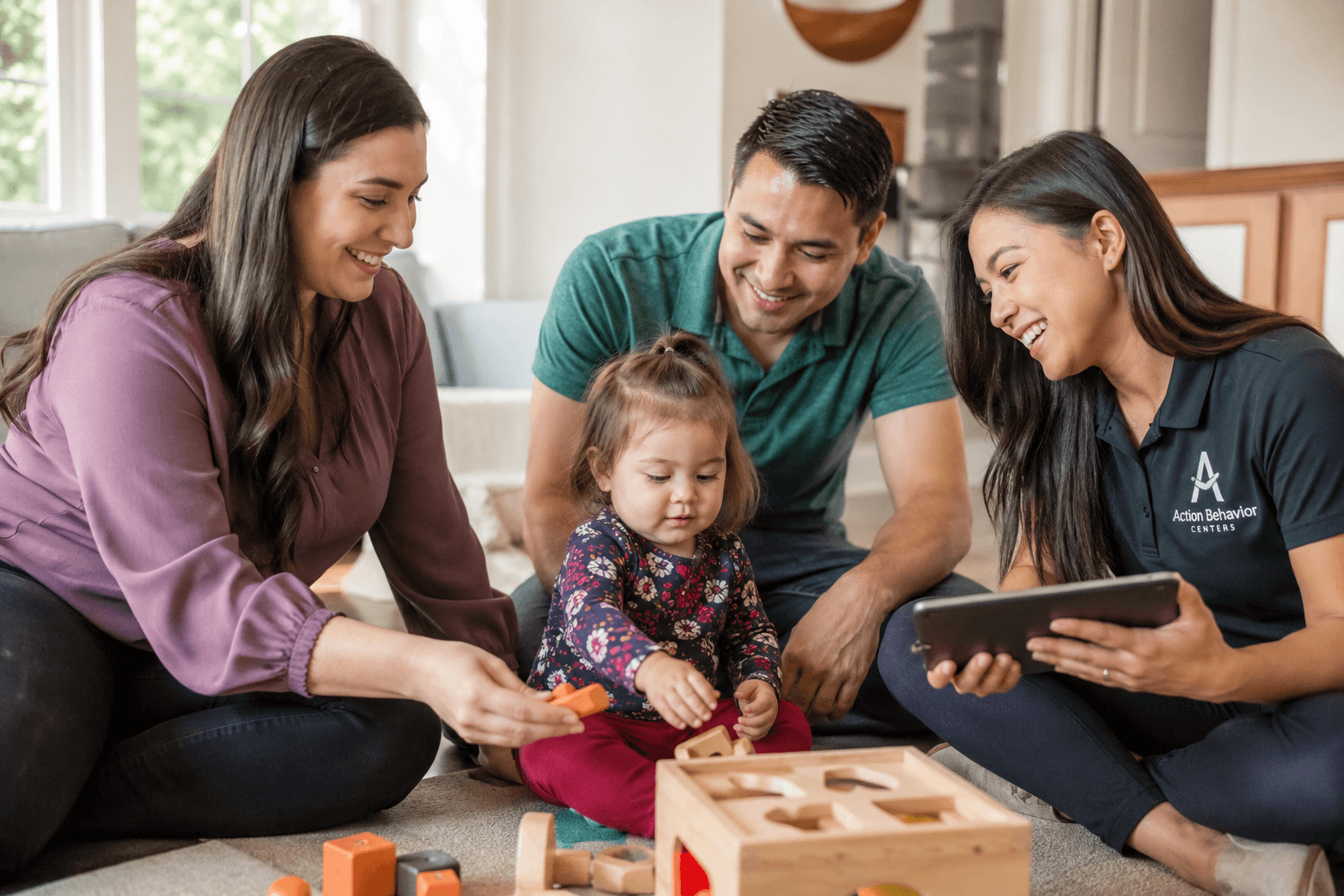 Parent coaching session with a therapist for caregiver ABA training